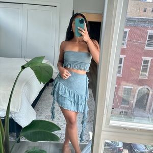 Zara Set - Pleated Crop Top and Pleated Ruffle Skirt